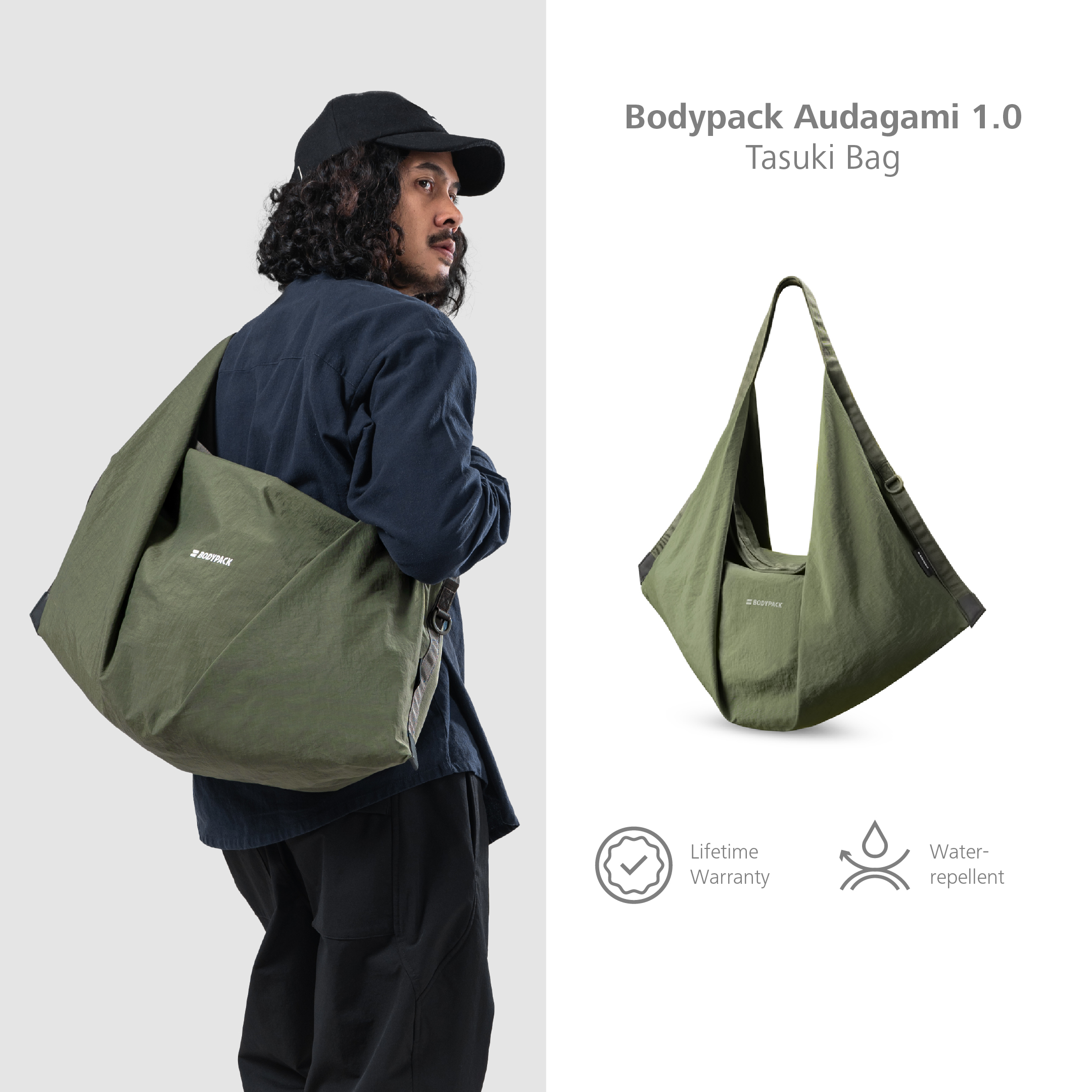 Bodypack Audagami 1.0 Tasuki Bag Tas Selempang Travel Kerja Kuliah Ringan Stylish 35L - Olive