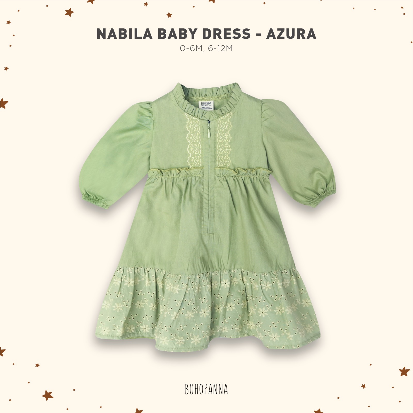 BOHOPANNA - RAYA COLLECTION - NABILA BABY DRESS - GAMIS ANAK - DRESS ANAK - AZURA