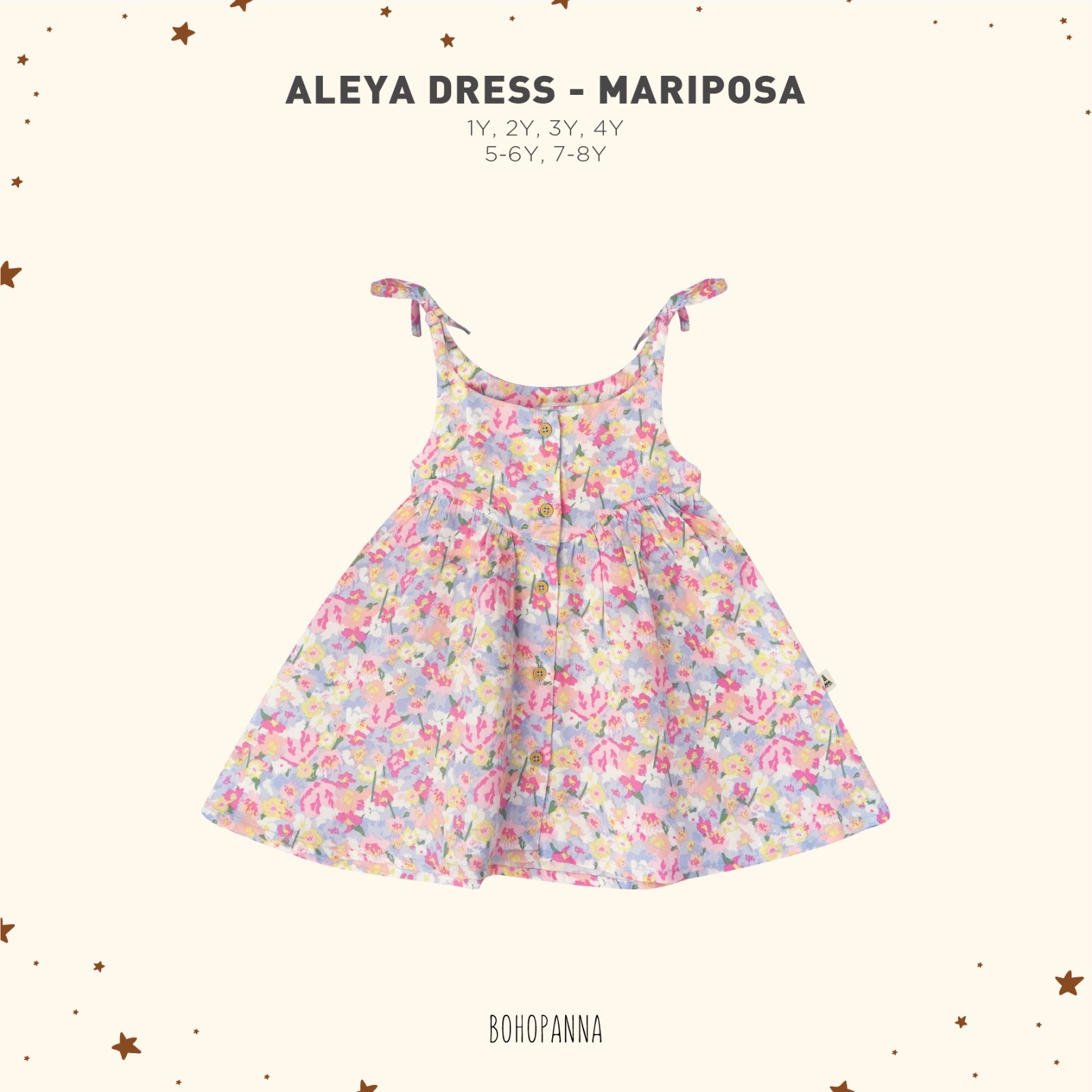 BOHOPANNA - ALEYA DRESS - DRESS ANAK PEREMPUAN - MARIPOSA