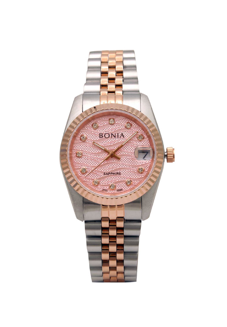 Bonia Jam Tangan Wanita - Silver Rosegold Pink - Stainless Steel - B10550-3677