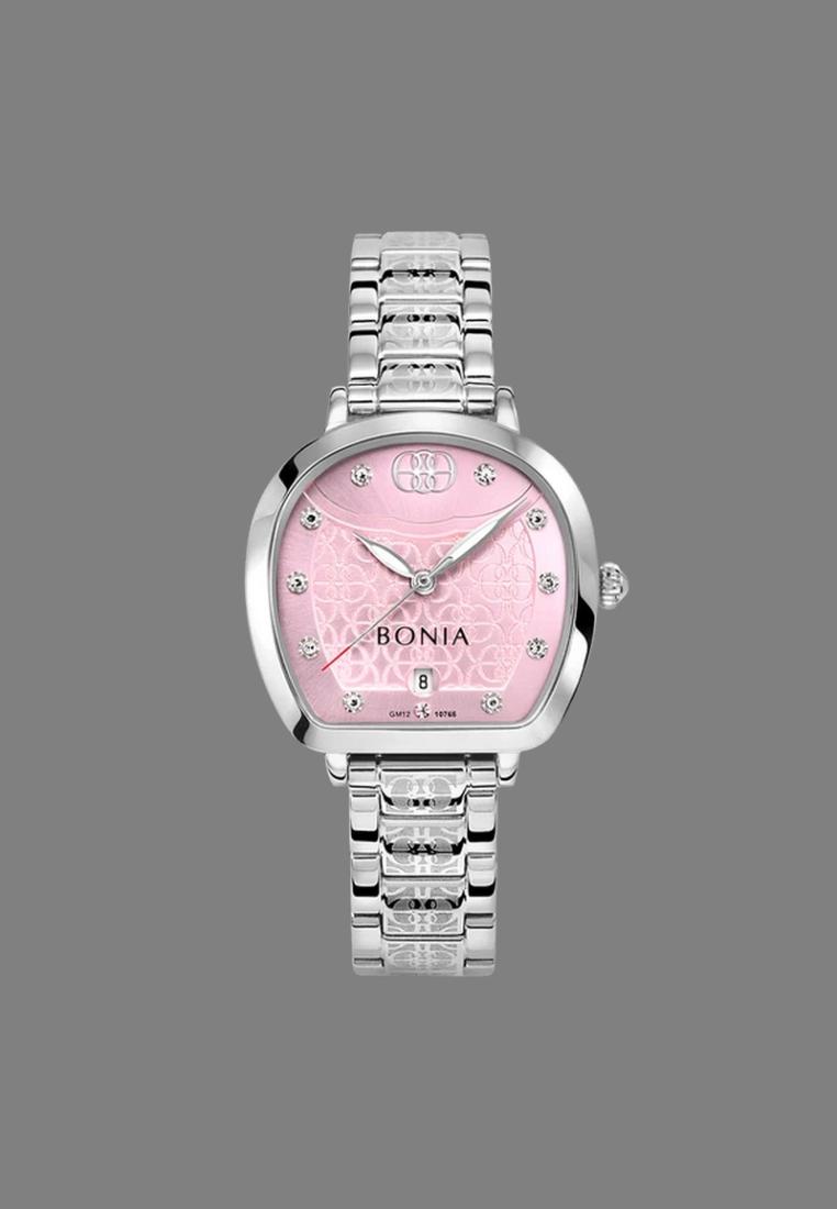 BONIA Jam Tangan Wanita Bonia B10765-2377 Sonia Pink Dial Silver Stainless Steel Strap Analog Origin