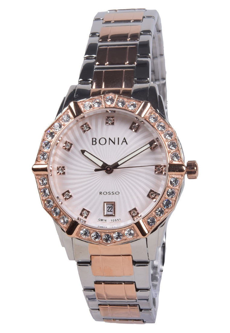 Bonia Swarovsky - Jam Tangan Wanita - Silver Rosegold - Stainless Steel Bracelet - B10651-2617S