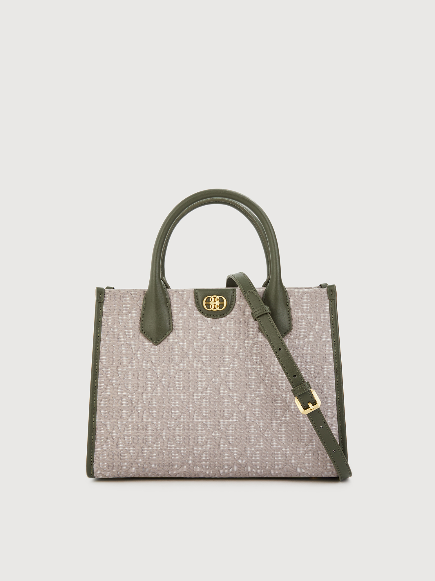 BONIA Nuccia Monogram Satchel Bag Dark Green