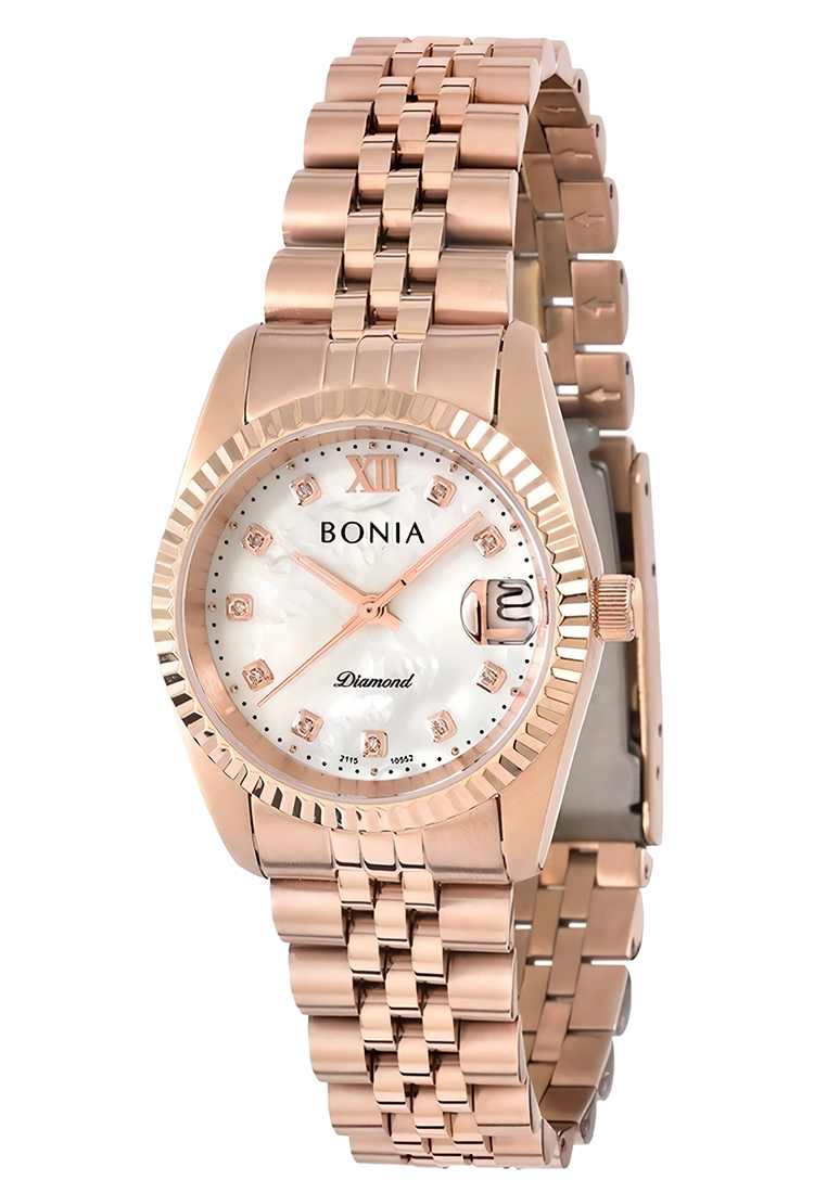 Bonia Diamond - Jam Tangan Analog Wanita - Rosegold - Stainless Steel - B10552-3553