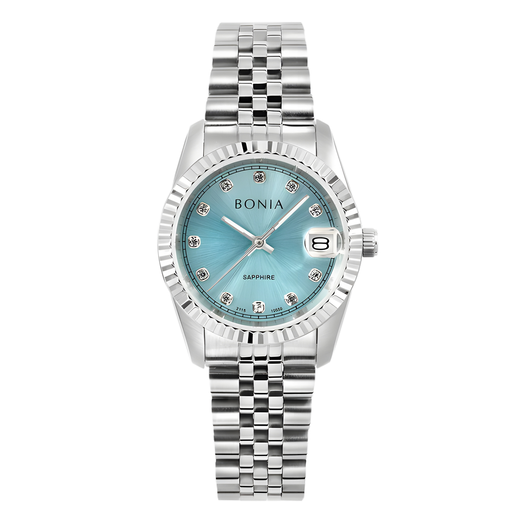 Bonia Sapphire Glass - Jam Tangan Analog Wanita - Silver Blue - Stainless Steel - BNB10550-3388