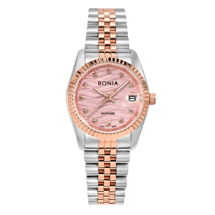 Bonia Jam Tangan Wanita Bonia B10550-3677 Noble 32mm Pink Pattern Dial Stainless Steel Analog Origin