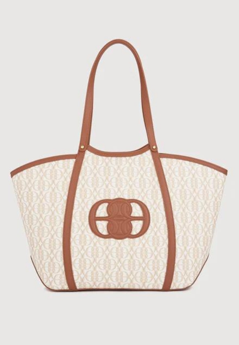 Bonia La Luna Monogram Oversized Tote Bag White Latte