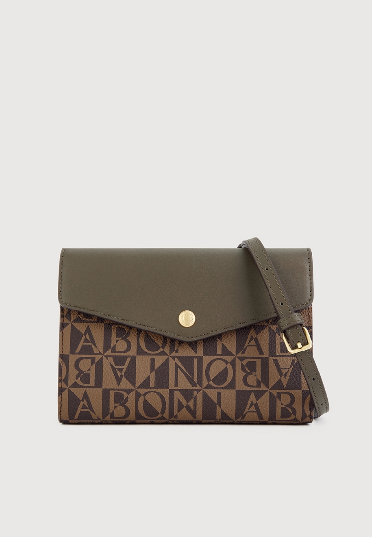BONIA Eterna Monogram Mini Crossbody Bag Brunt Green