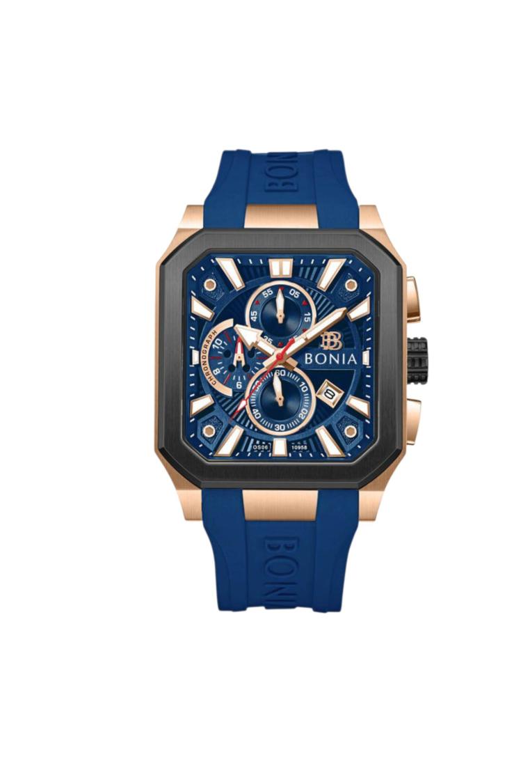 Bonia BNB10958-1582C Rosegold Karet Biru Cowok