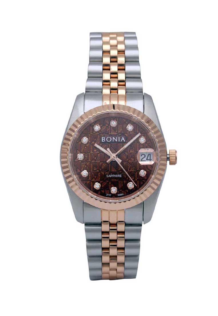 Bonia Jam Tangan Wanita - Silver Rosegold Brown - Stainless Steel - B10550-3646