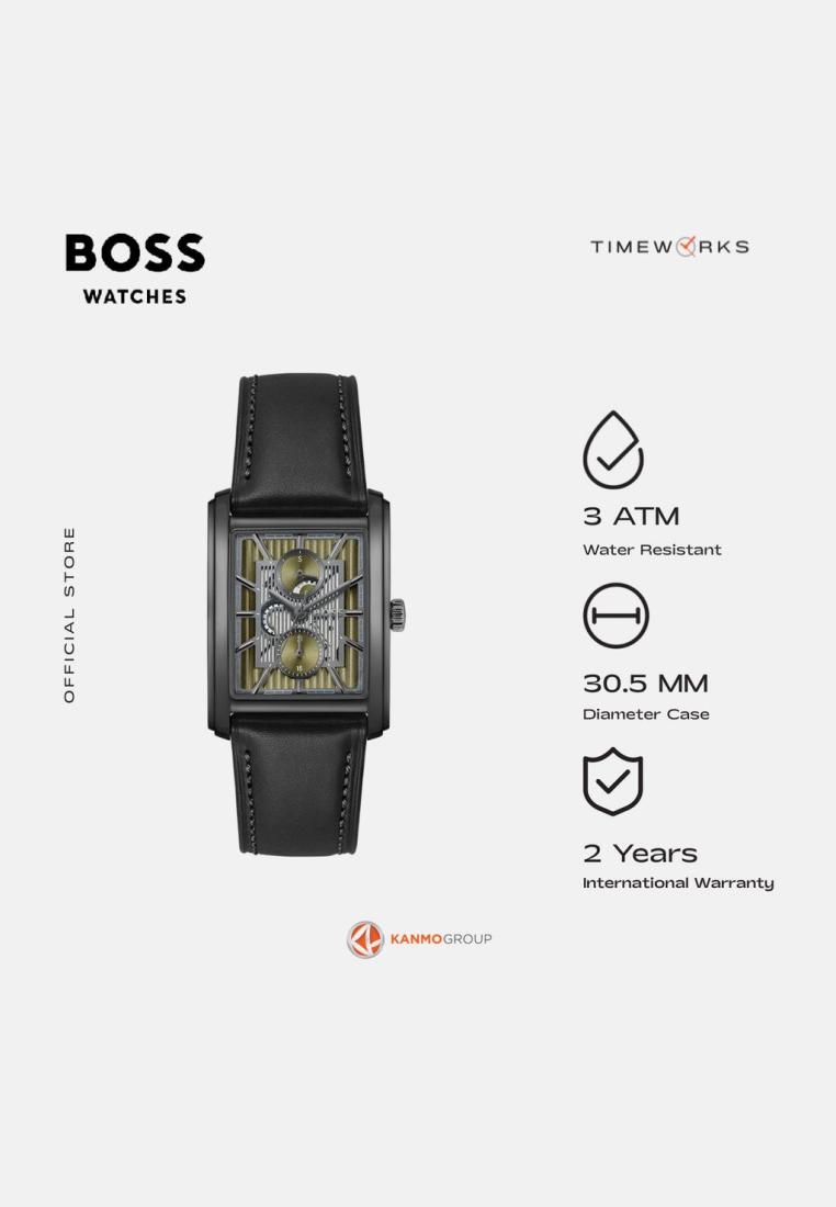 Boss Timeworks - Boss Principle Dress Multi  Multifunction Black Leather Strap - Jam Tangan Pria - 1