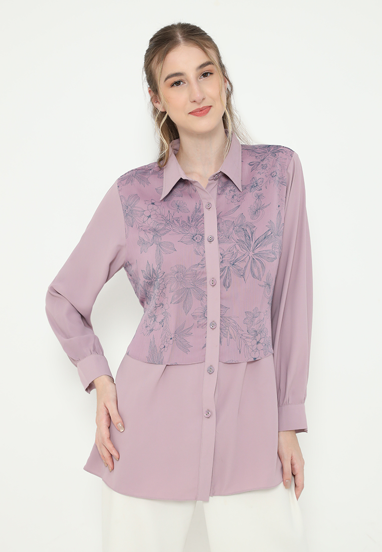 Brilliant Girl Wispie Shirt Floral Purple By Brilliant Girl Warna UNGU