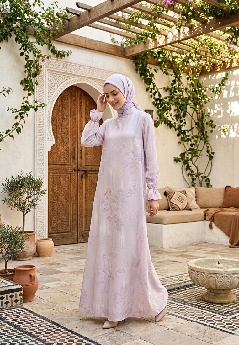 Brilliant Girl Gamis Lebaran Terbaru Mosleem Kekinian Lengan Karet Motif Warna Pink By Brilliant Gir