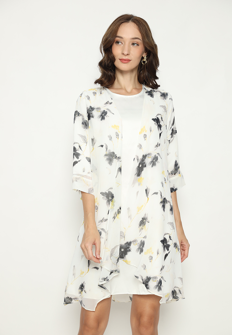Brilliant Girl Floral Mini Dress Semi Outer Sifon In Broken White By Brilliant Girl Warna PUTIH