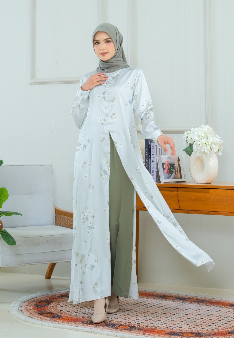 Brilliant Girl Mosleem Green Floral One Set Armany Silk By Brilliant Girl Warna Hijau