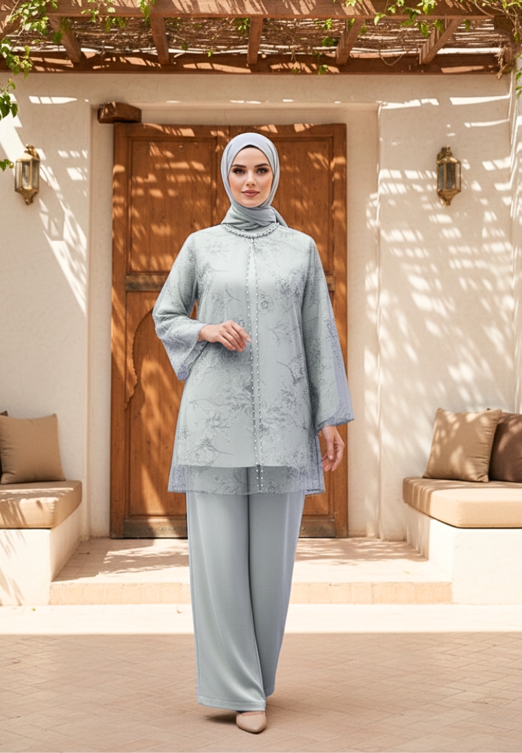 Brilliant Girl Setelan Wanita Muslimah Modern Bahan Organza Motif Bunga Premium By Billiant girl War