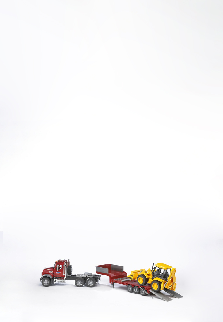Bruder Toys 2813 MACK Granite Low loader and JCB 4CX