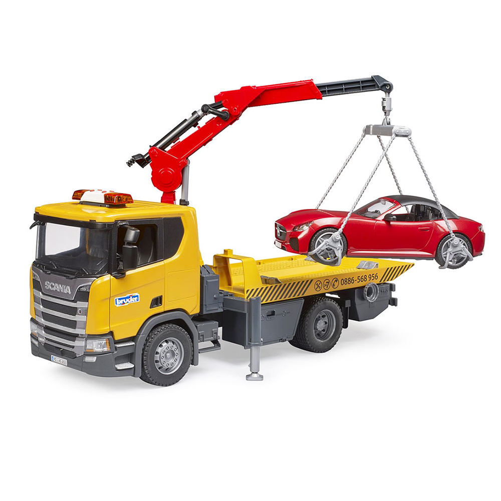 Bruder 3552 - Scania Super 560R Tow truck with Light & Sound Module and BRUDER Roadster