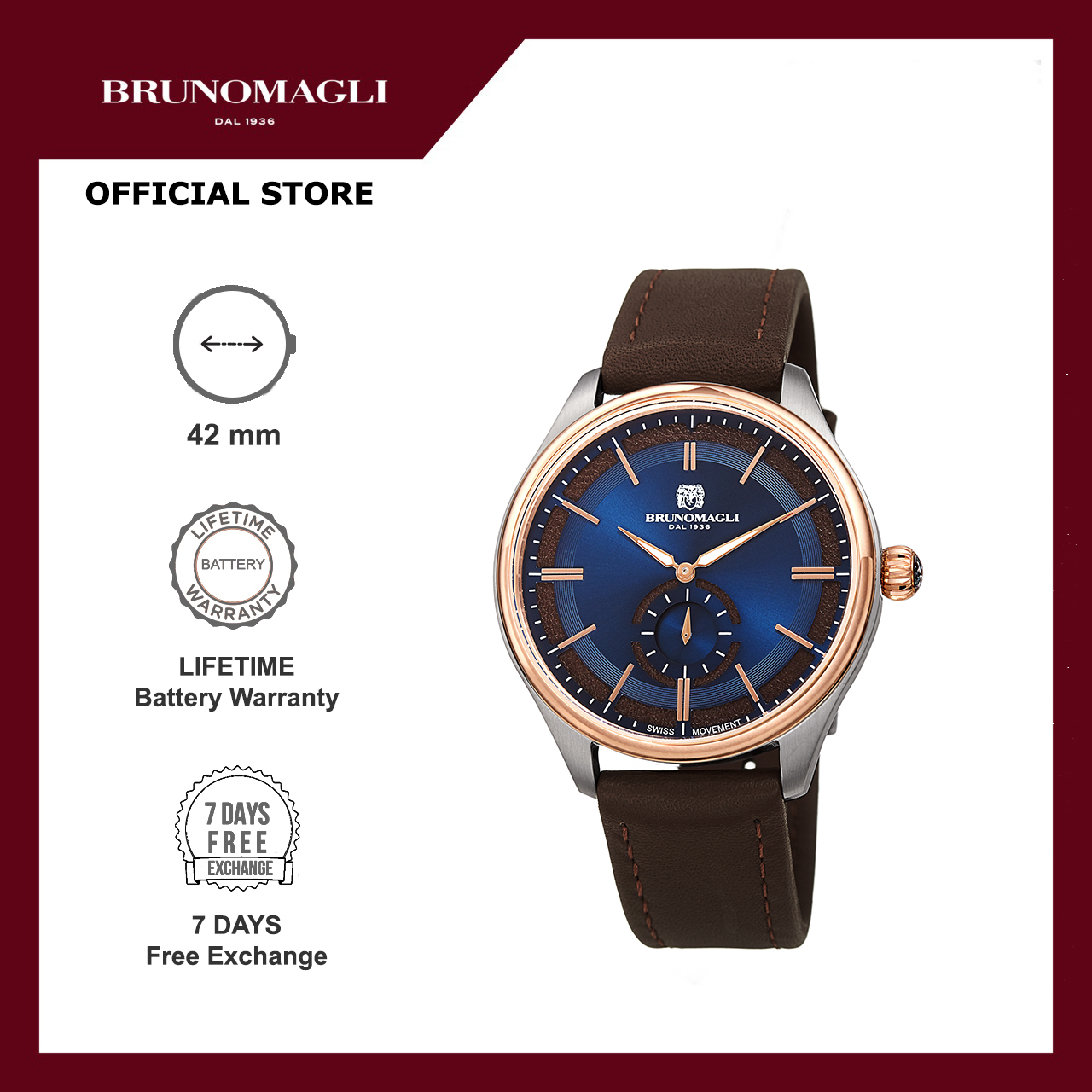 Bruno Magli Luca Pelle 16.191122.SER Jam Tangan Quartz Analog