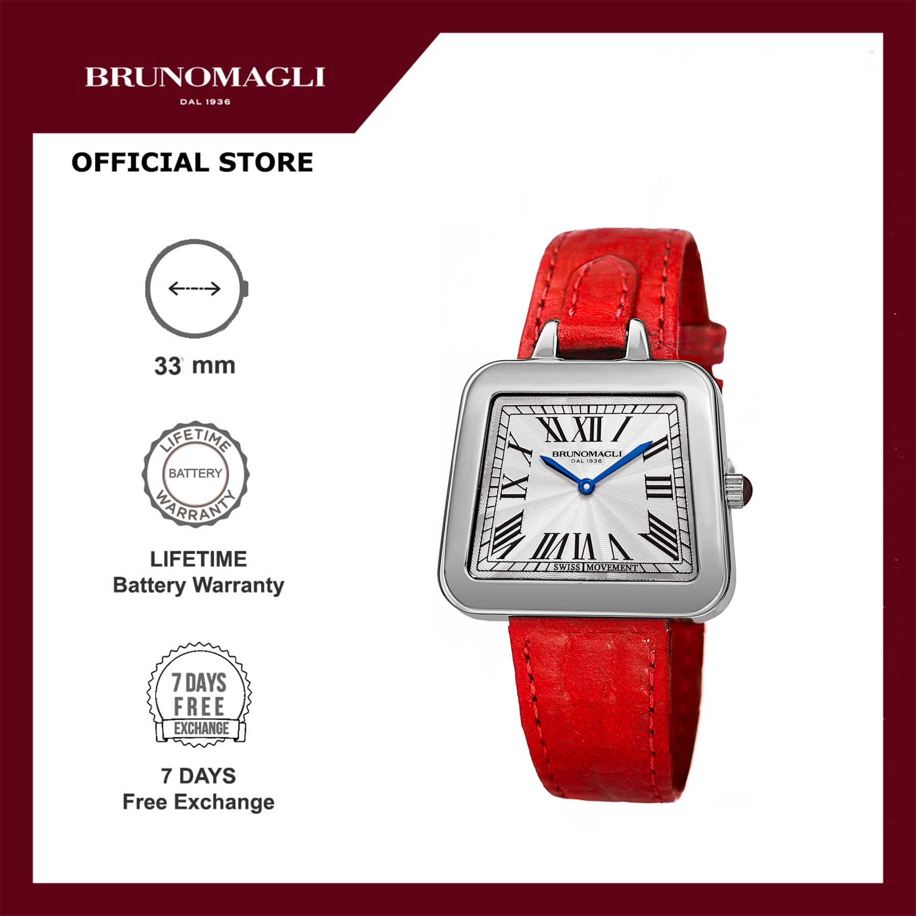 Bruno Magli Jam Tangan Wanita Bruno Magli Emma 17.171141.SR Silver Red