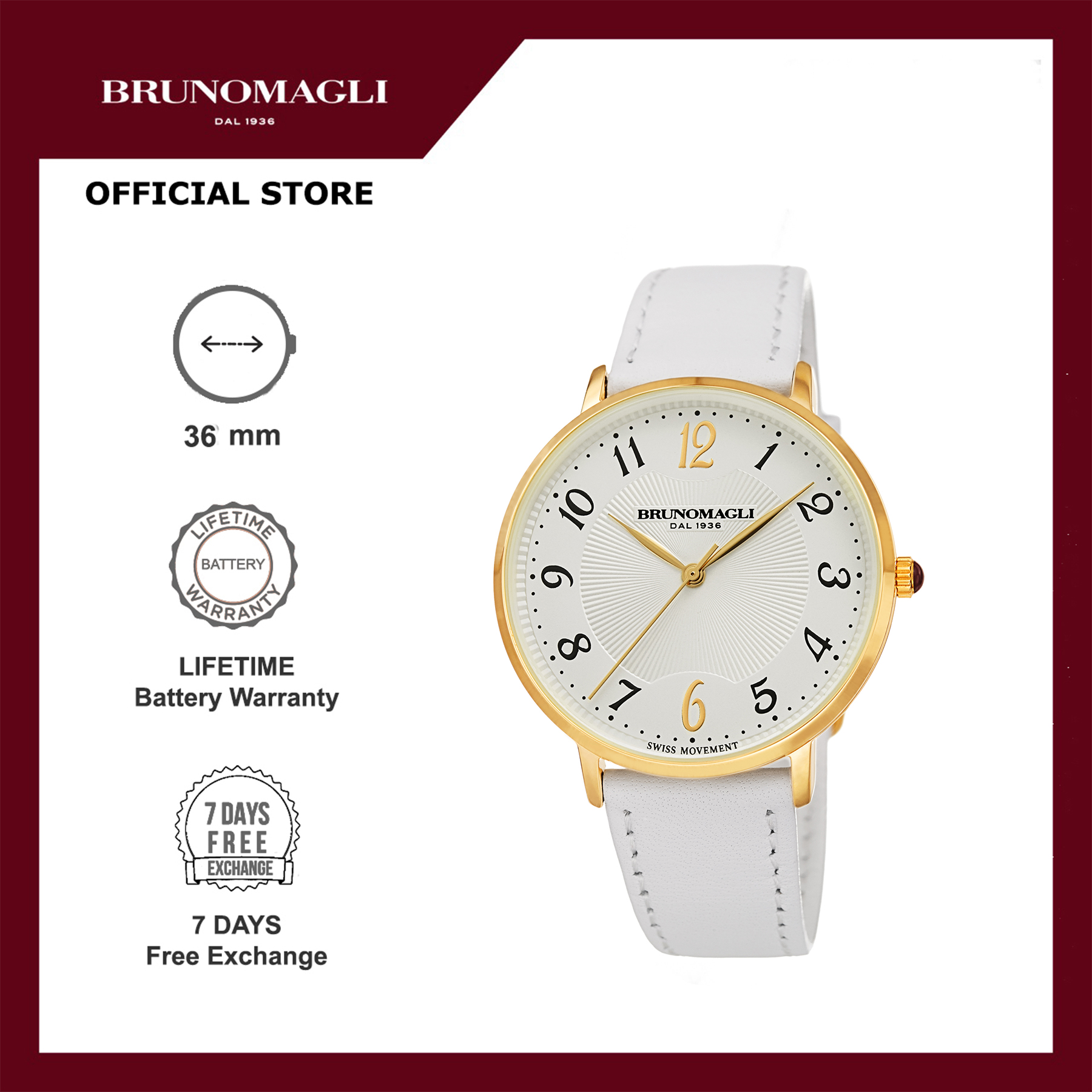 Bruno Magli Jam Tangan Wanita Bruno Magli Roma 21-181221-GY Gold White