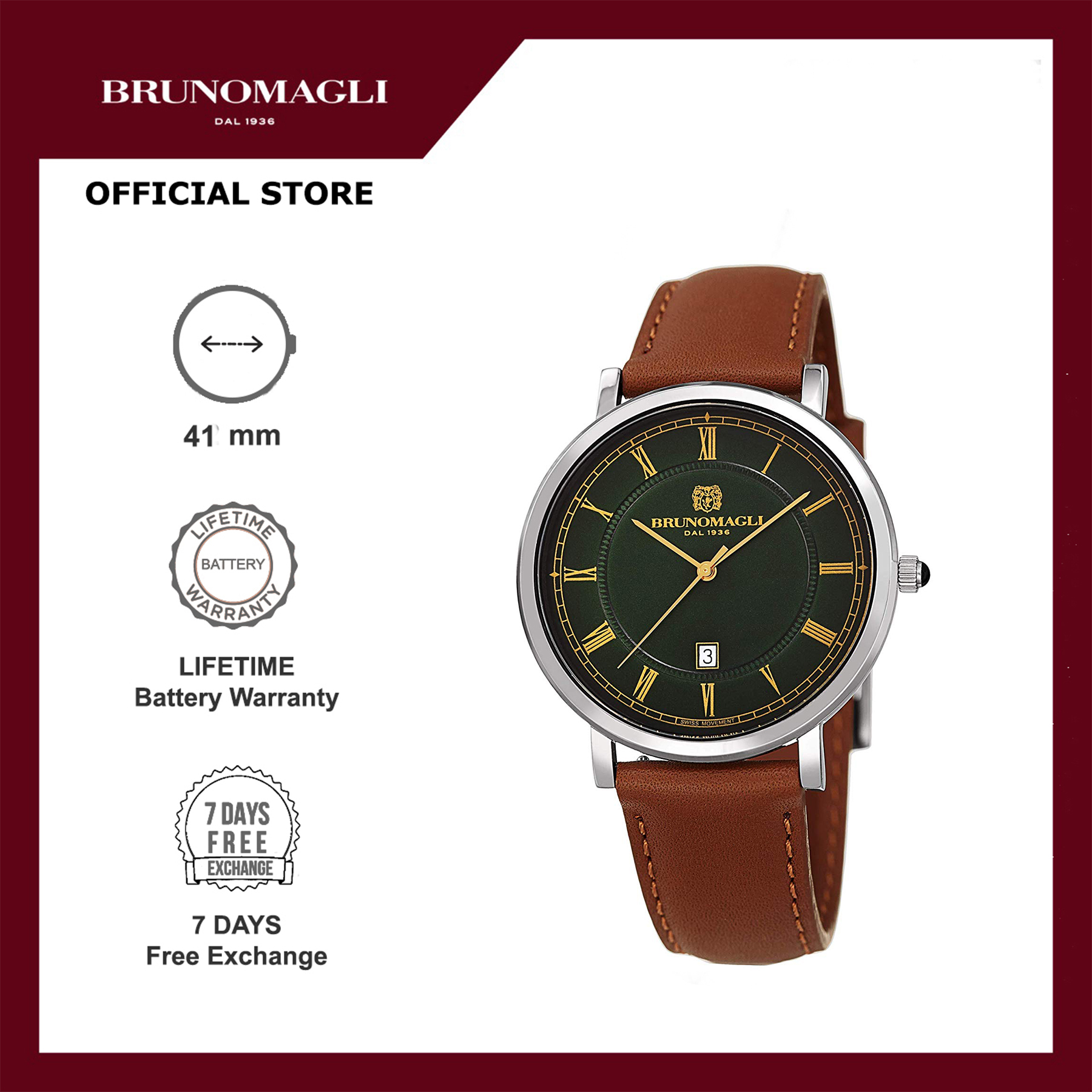 Bruno Magli Milano 20.181201.SU Jam Tangan Pria Swiss Analog