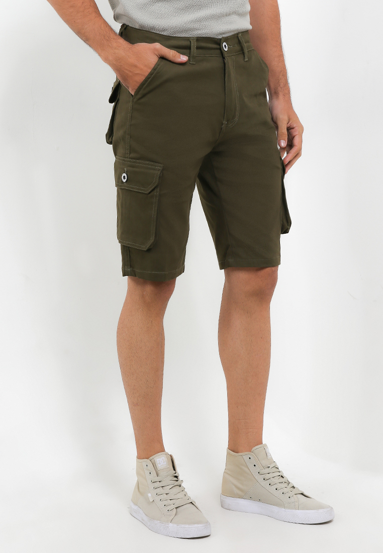 BULFARO Short Cargo Pants Cotton Twill Stretch - Army Green