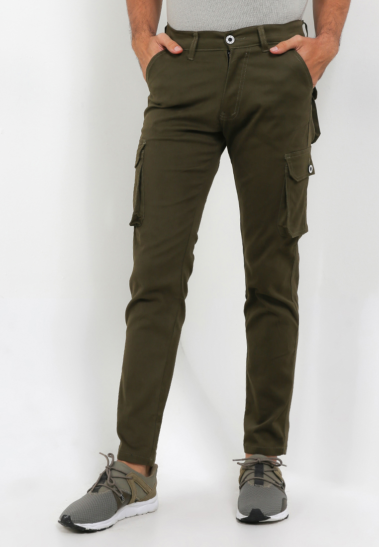 BULFARO Celana Cargo Pants Cotton Twill Stretch - Army Green