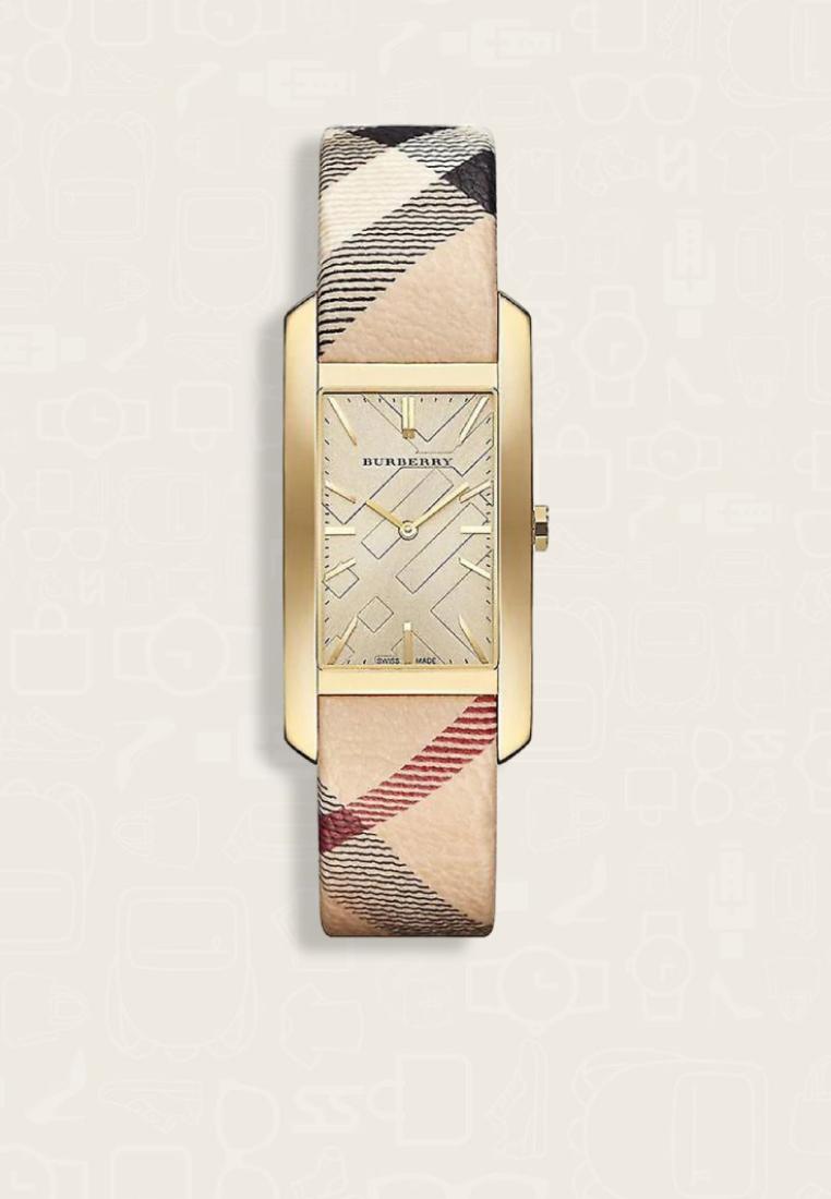BURBERRY Jam Tangan Wanita Burberry Pioneer Nova Check Strap Yellow Gold Toned