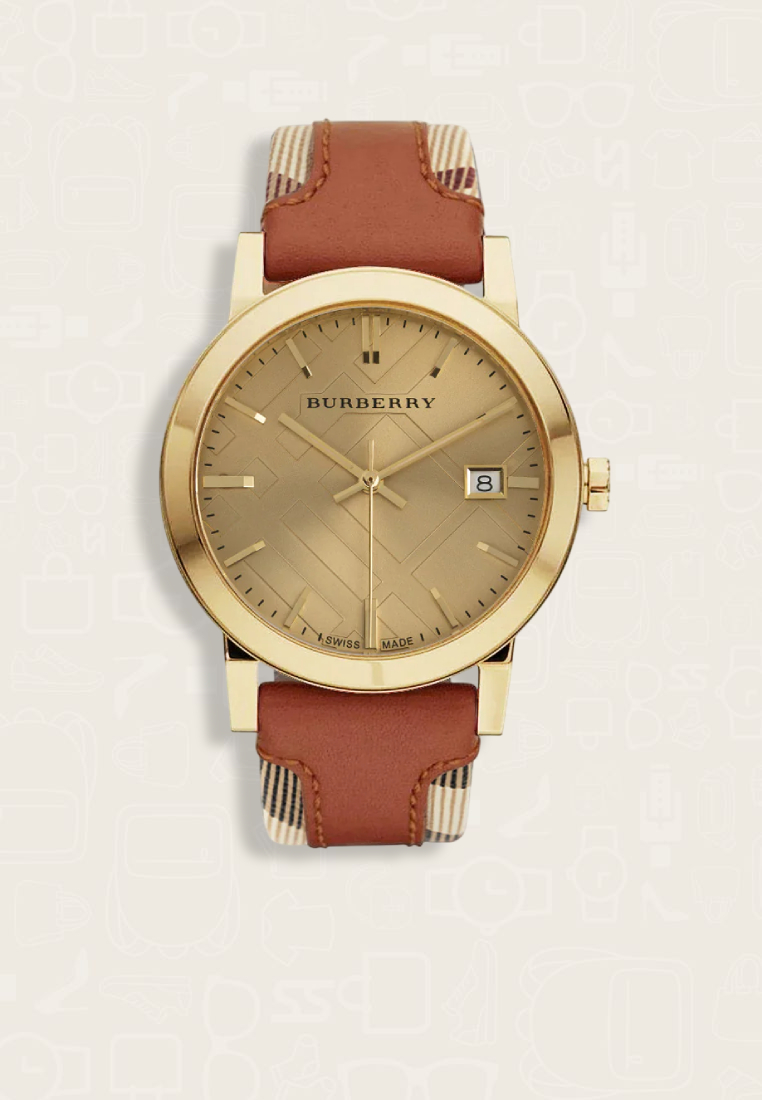Burberry Jam Tangan Pria Burberry The City Chronograph Gold Brown