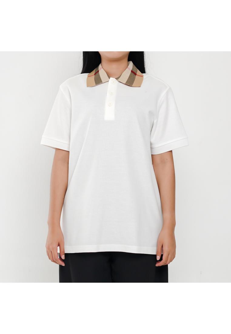 Burberry Polo BURBERRY CHECK COLLAR BEIGE WHITE POLO 100% ORIGINAL