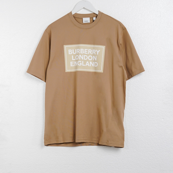 Burberry Kaos BURBERRY LONDON ENGLAND SQUARE CREAM BROWN TSHIRT 100% ORIGINAL