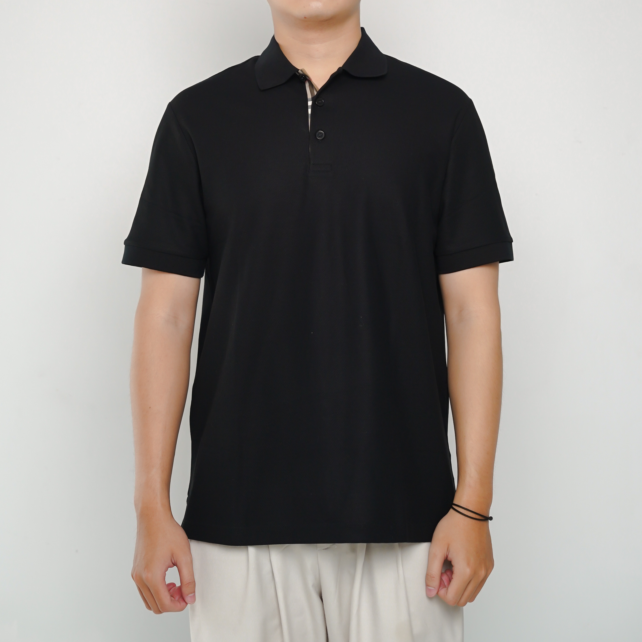 Burberry Polo BURBERRY HARTFORD BUTTON CHECK BEIGE BLACK POLO 100% ORIGINAL