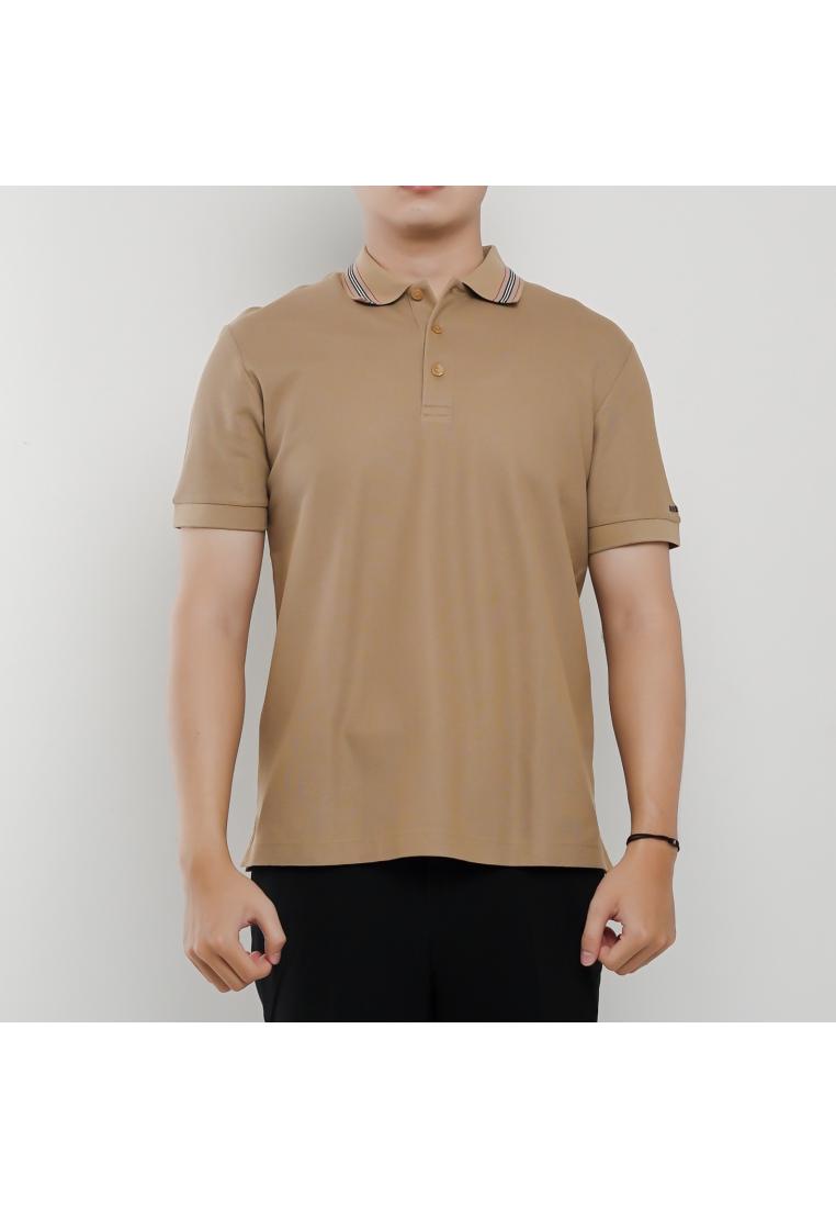 Burberry Polo BURBERRY HARTFORD STRIPE COLLAR BEIGE POLO 100% ORIGINAL
