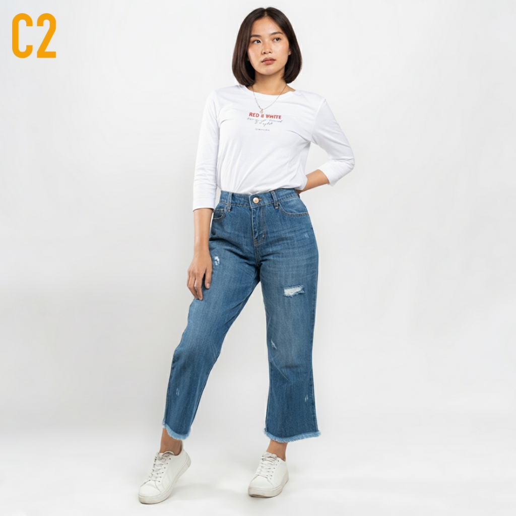 C2 Outfitters Flamoush Zemira Blue Culottes Jeans Wanita