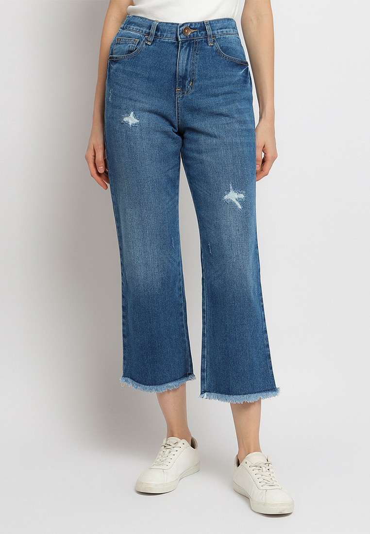 C2 Outfitters C2 Ulfira Blue Jeans Kulot Unfinished