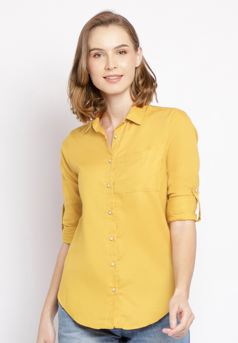 C2 Outfitters C2 Fakiha Yellow Casual Shirt