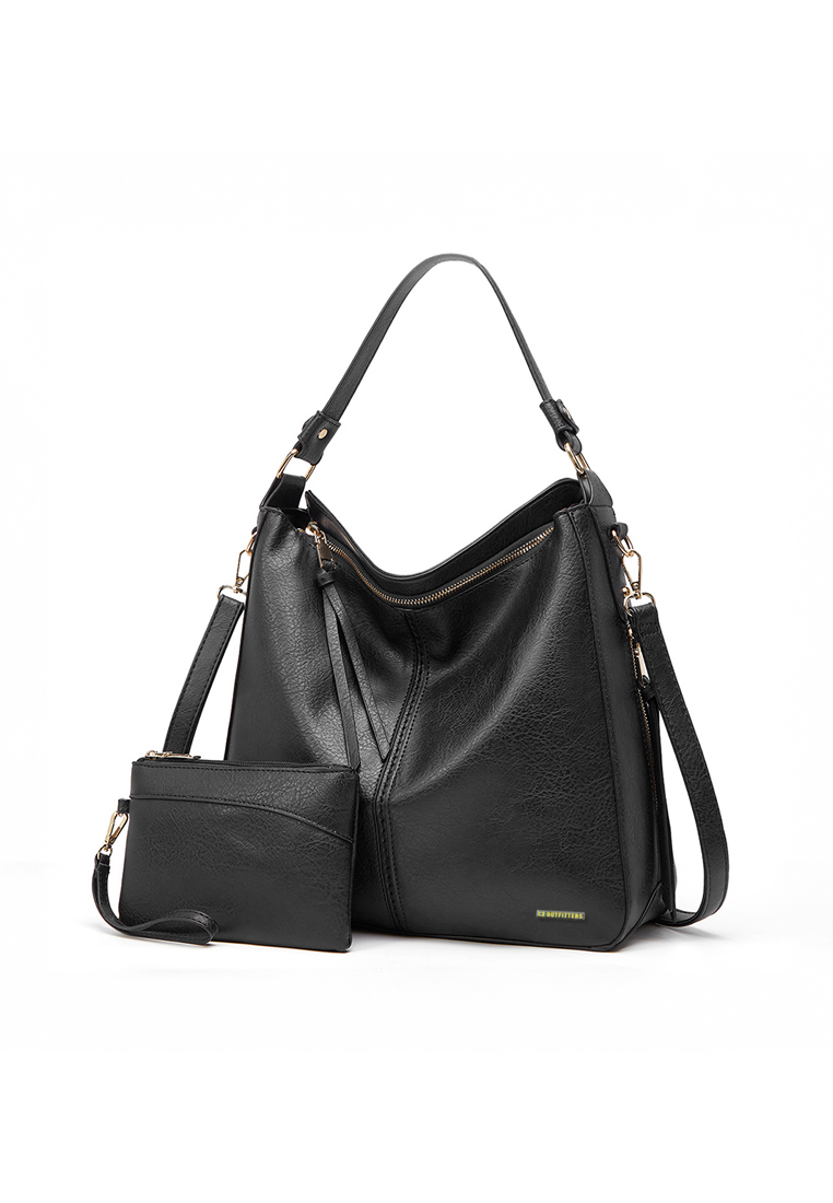 C2 Outfitters C2 Glenca Black 2-in-1 Hobo Shoulder Bag - Tas Hobo 2-in-1 Wanita