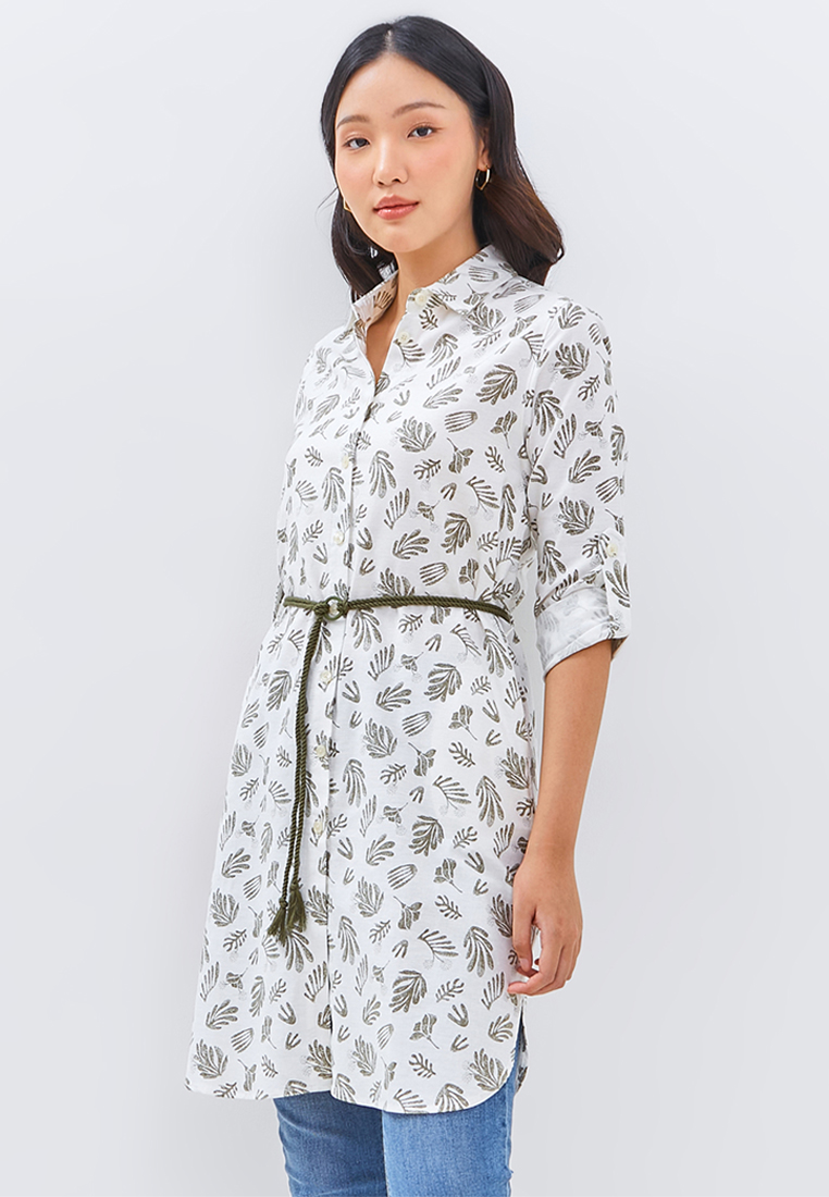 C2 Outfitters C2 Hirsha Green Casual Maxi Shirt Wanita