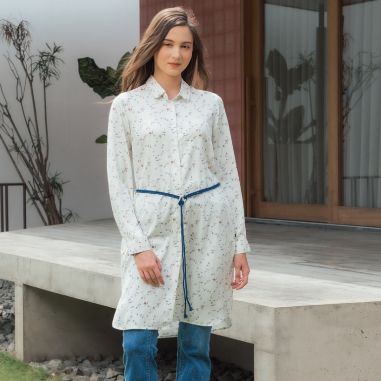 C2 Outfitters C2 Eschol Blue Casual Maxi Shirt Wanita