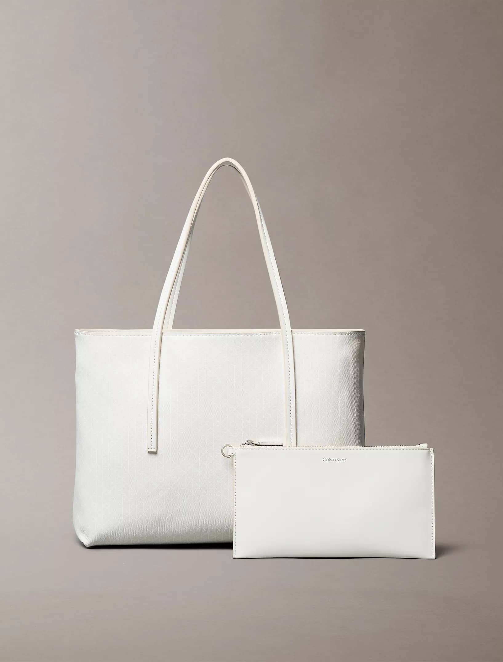 Calvin Klein - Allover Monogram Logo Small Tote Bag with Pouch