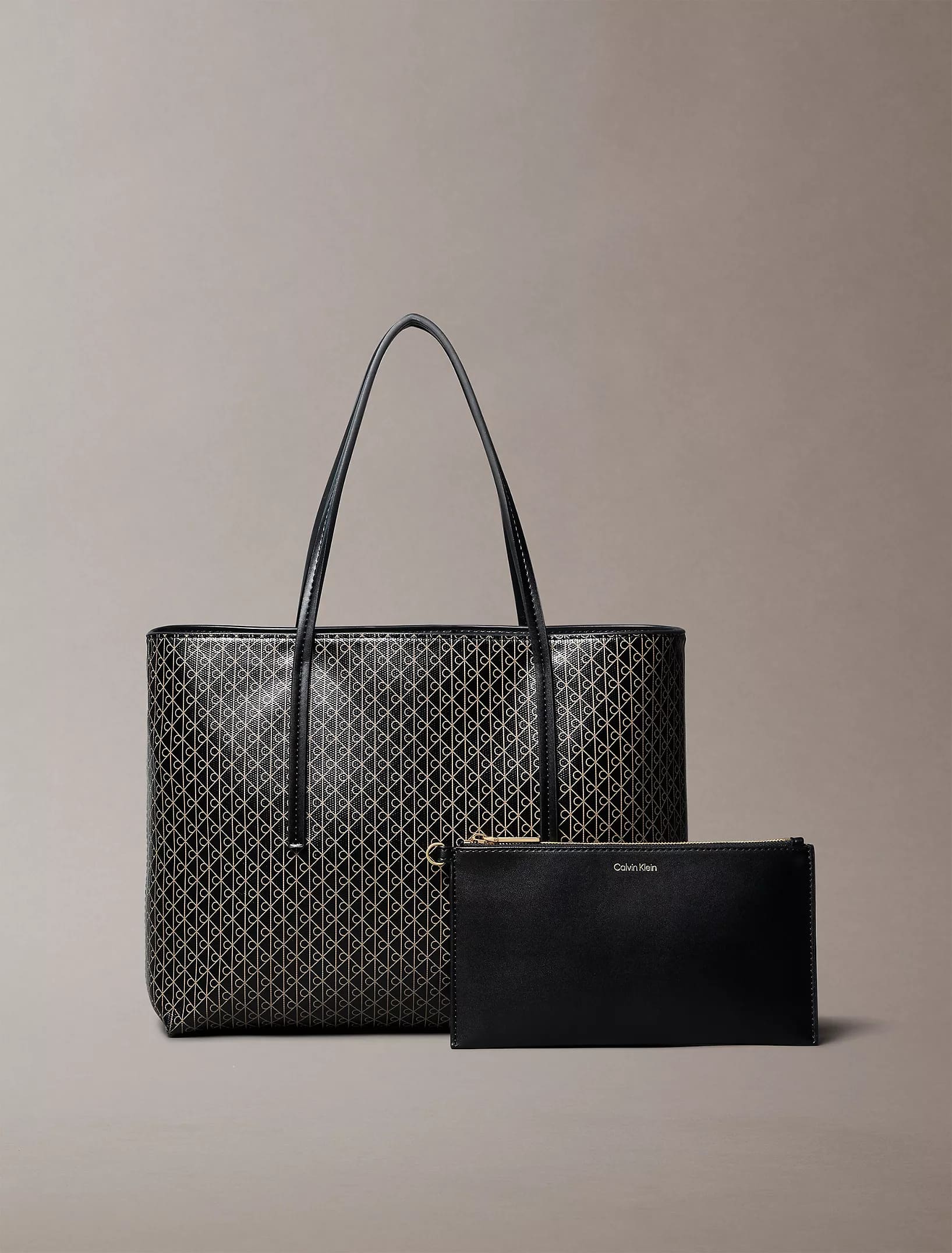 Calvin Klein - Allover Monogram Logo Small Tote Bag with Pouch