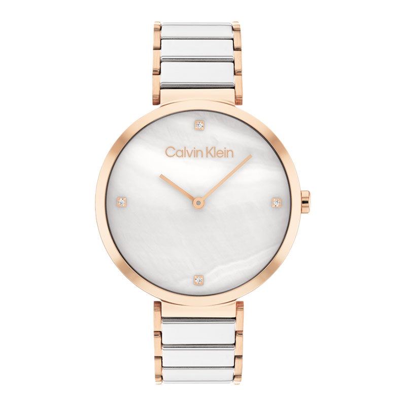 Calvin Klein Jam Tangan Wanita Calvin Klein Minimalistic T-Bar 25200430 Mother Of Pearl Dial Dual To