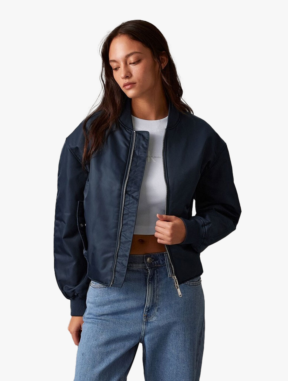 Calvin Klein - Padded Nylon Bomber Jacket - Navy - navy