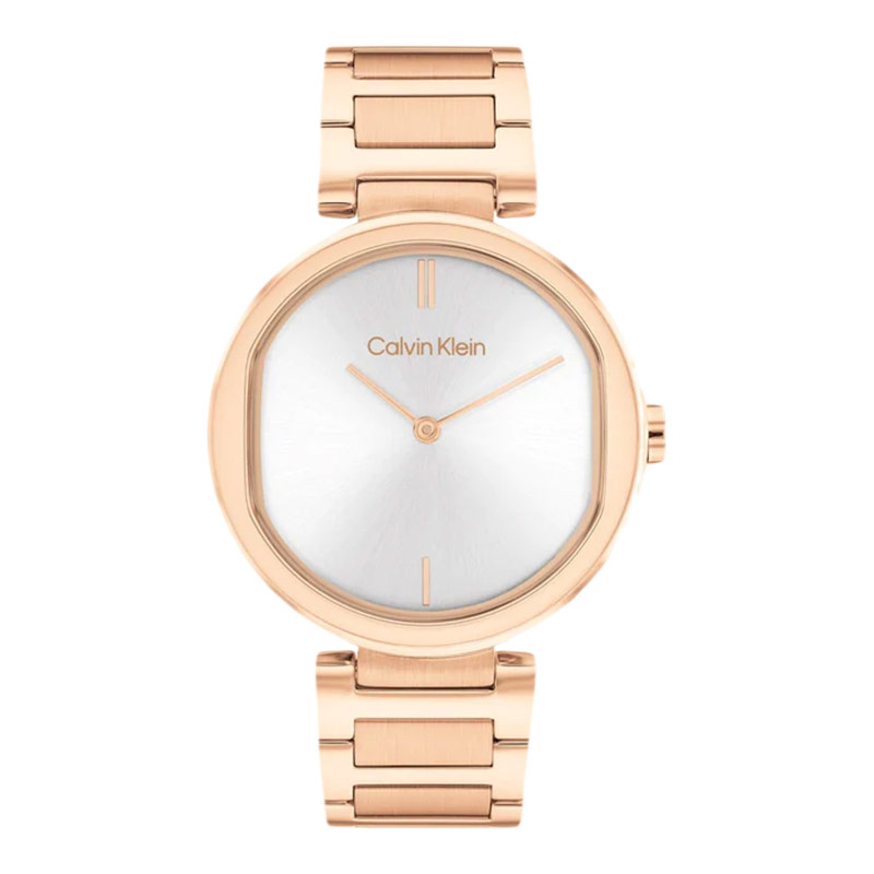 Calvin Klein Jam Tangan Wanita Calvin Klein Sensation 25200253 Ladies Silver Dial Rose Gold Stainles