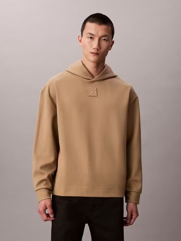 Calvin Klein - Wool Blend Emblem Logo Hoodie