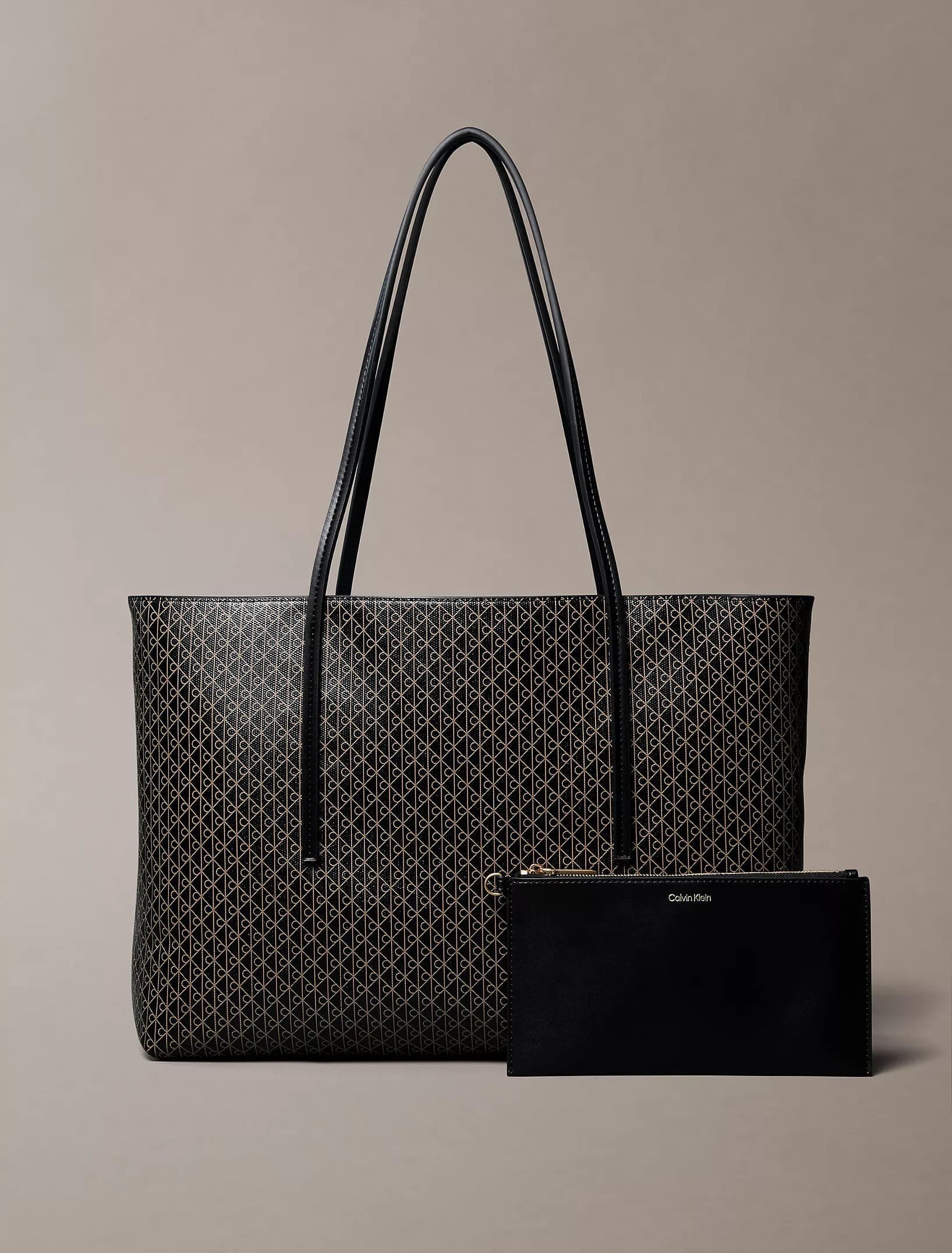 Calvin Klein - Allover Monogram Logo Tote Bag with Pouch