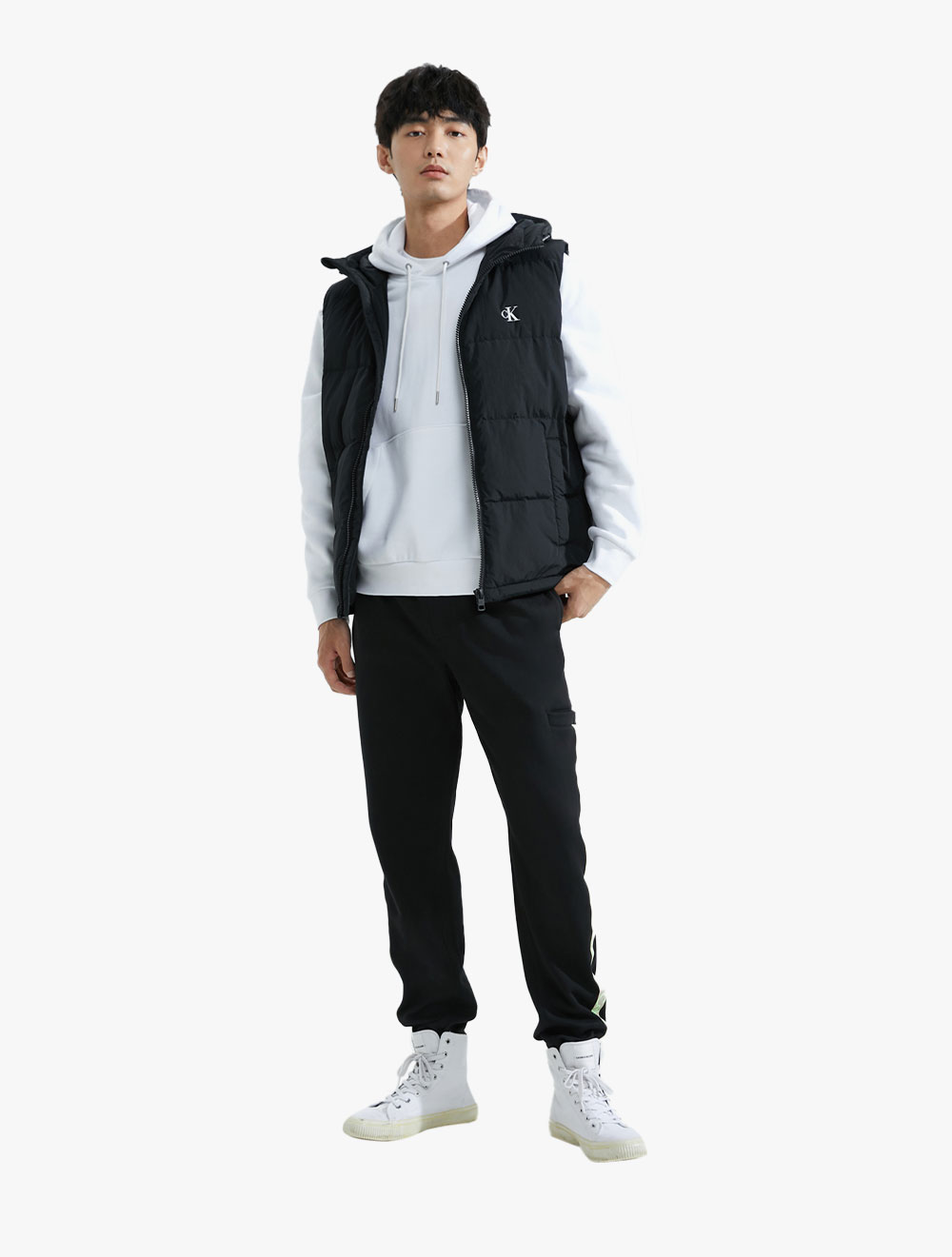 CALVIN KLEIN JEANS - ARCHIVE LOGO FLEECE HOODIE - white