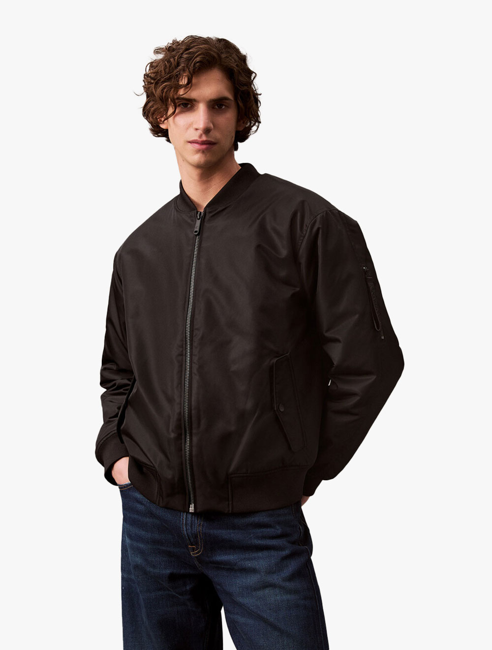 Calvin Klein - Padded Nylon Bomber Jacket - Black - black