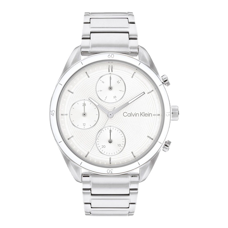 Calvin Klein Jam Tangan Wanita Calvin Klein Multifunction 25200171 Ladies White Dial Stainless Steel